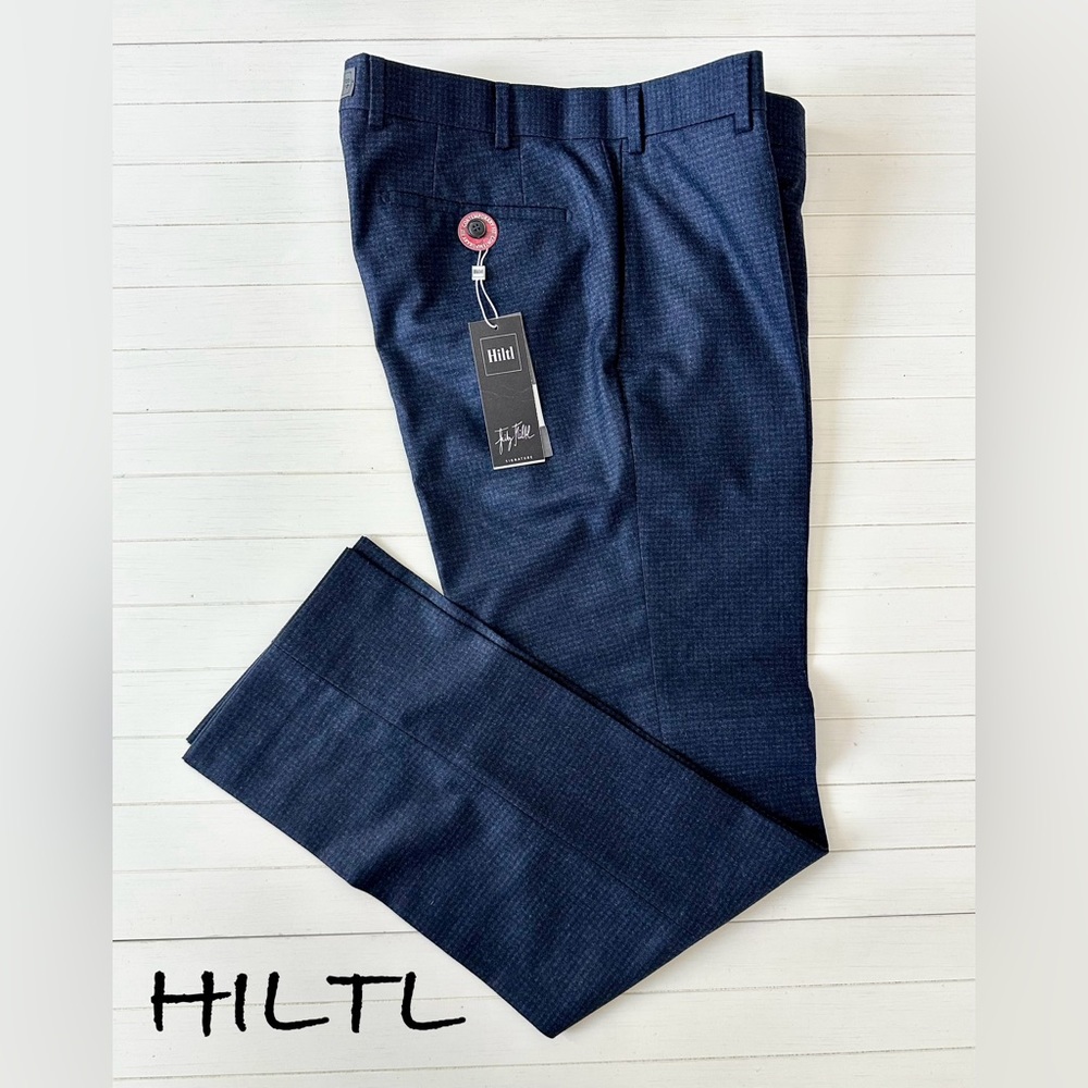 HILTL Piacenza Super 120 Wool Pants Blue Check ~New~